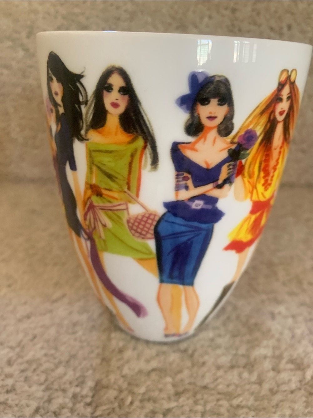 Rare Henri Bendel Fashion Illustration Ceramic Mug - Multicolor “Choose Me” NEW